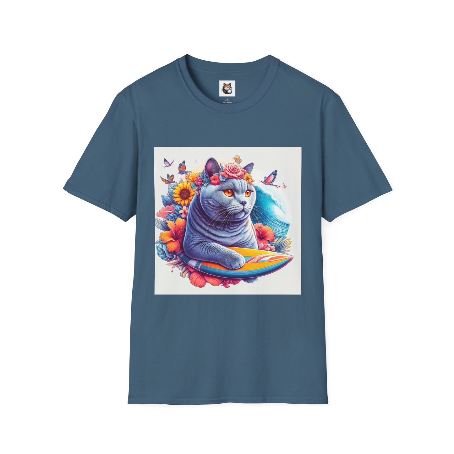 British Shorthair surf board Softstyle T-Shirt