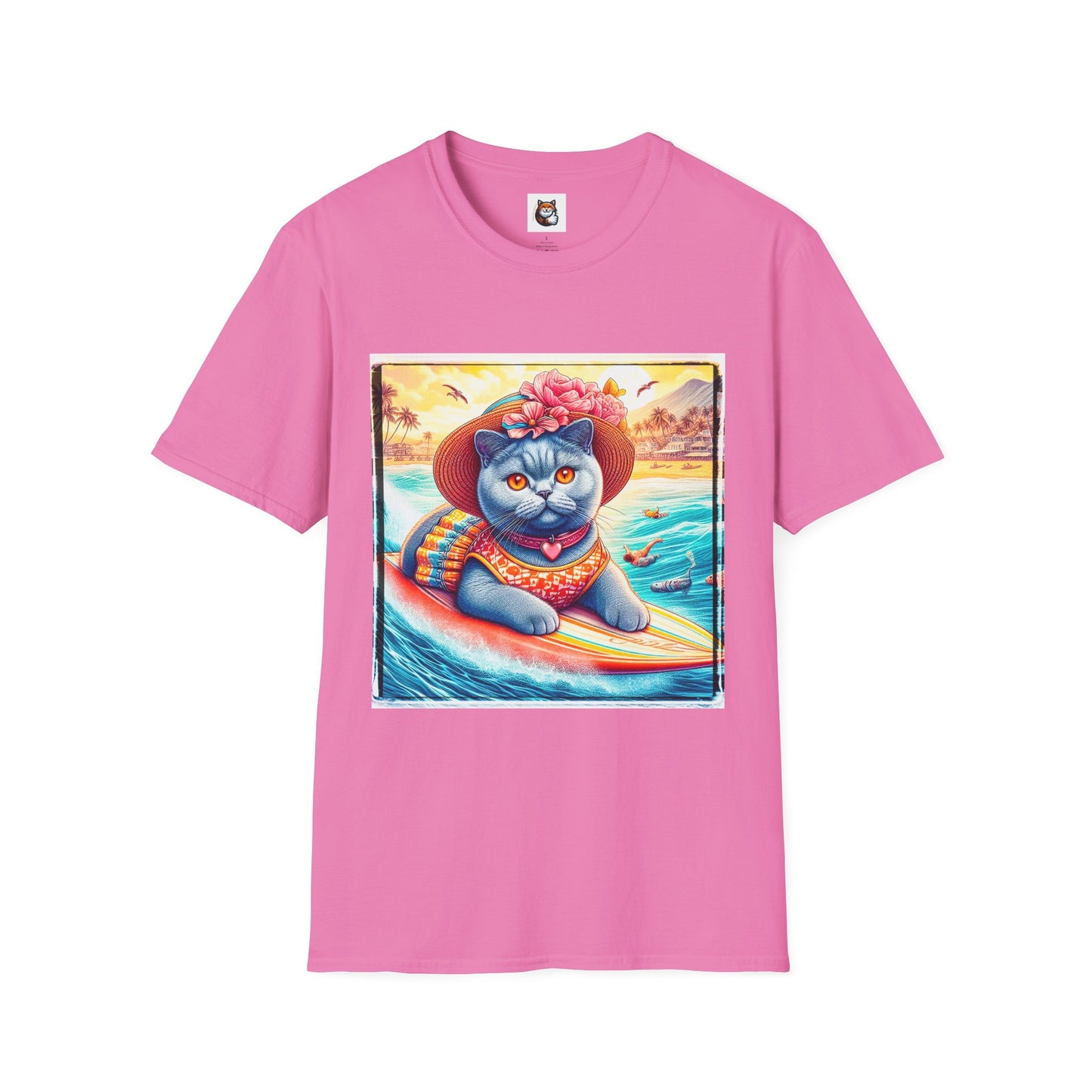 British Shorthair pretty surfer girl Softstyle T-Shirt