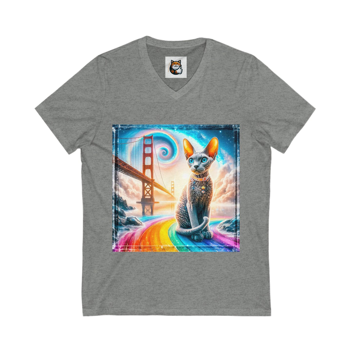 Devon Rex Cat Unisex Jersey Short Sleeve V-Neck Tee
