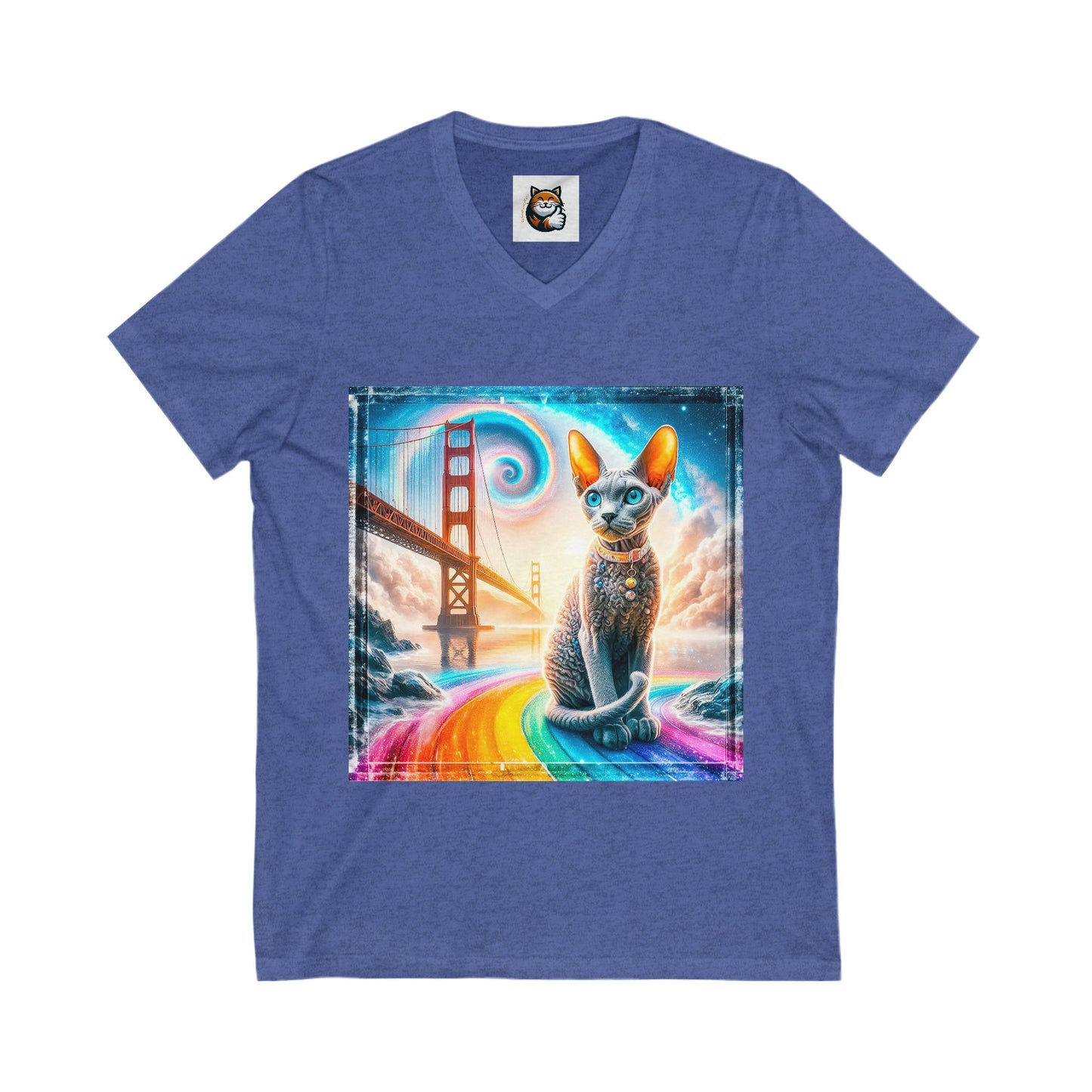 Devon Rex Cat Unisex Jersey Short Sleeve V-Neck Tee