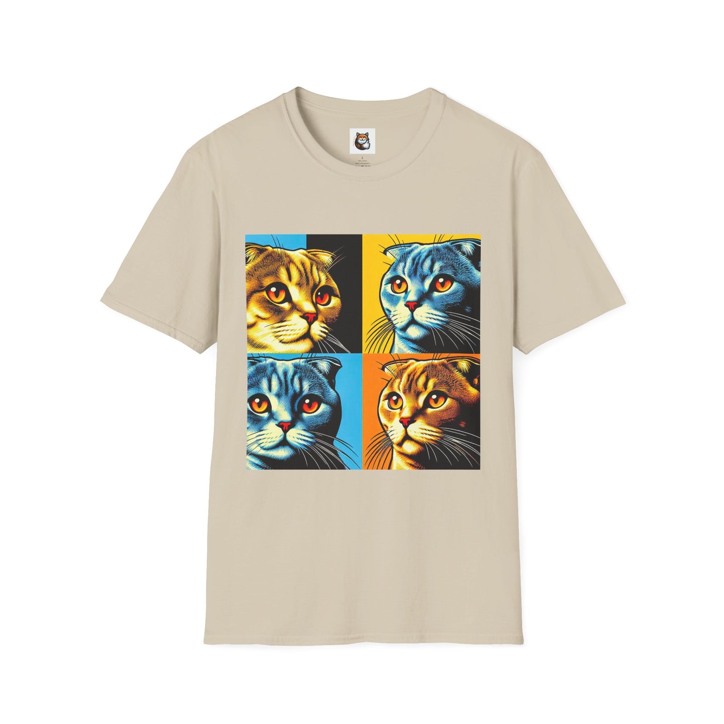 Scottish Fold Cat colorful squares  T-Shirt