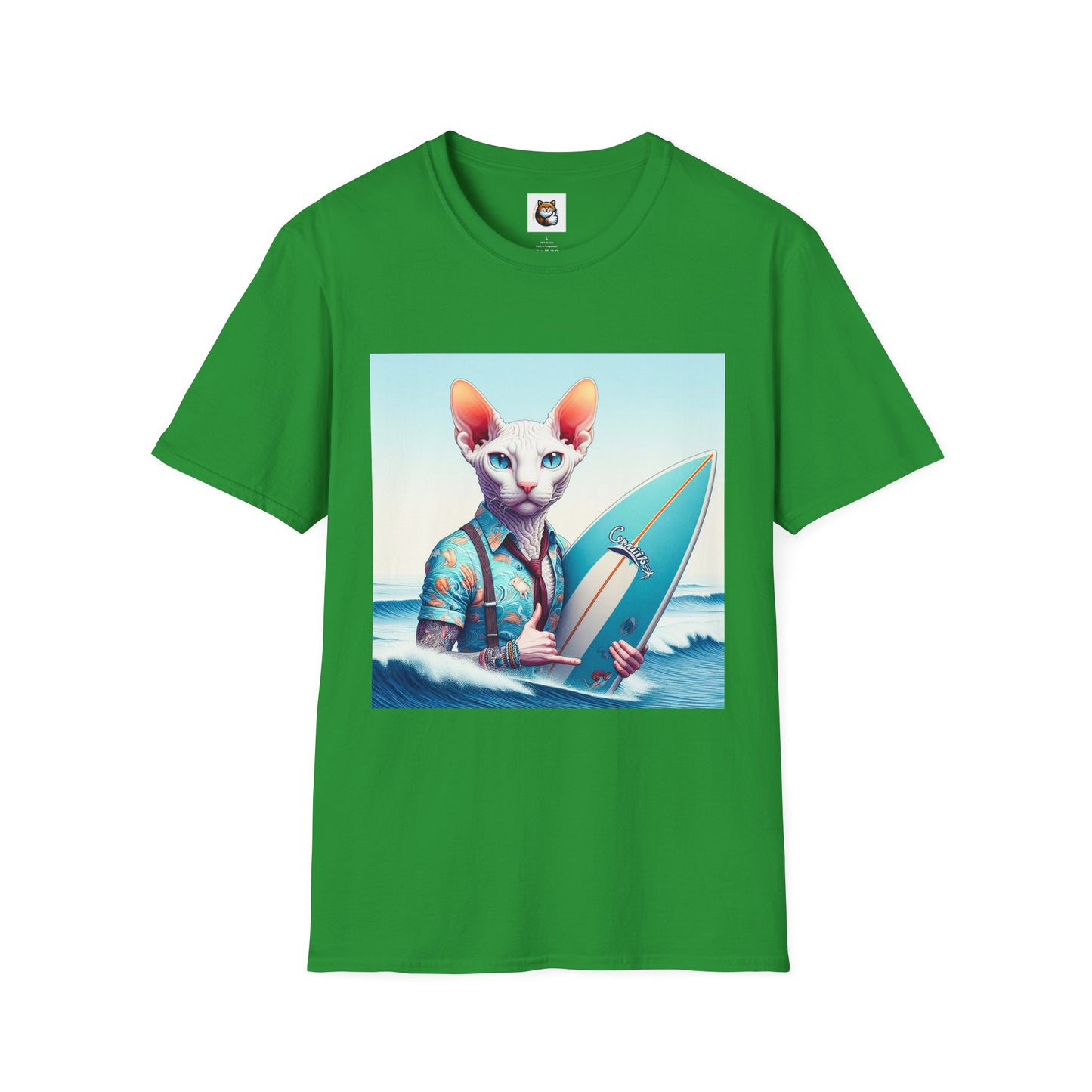 Cornish Rex Cat beach surfer T-Shirt