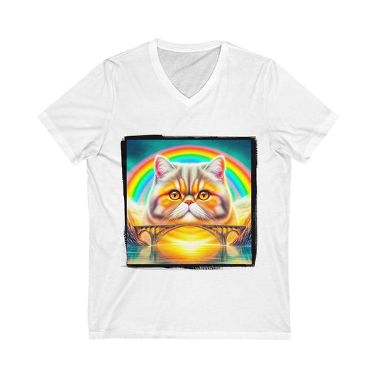 Exotic Shorthair rainbow bridge Short Sleeve V-Neck Tee