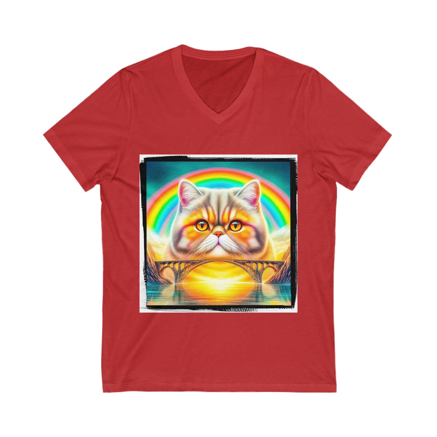 Exotic Shorthair rainbow bridge Short Sleeve V-Neck Tee
