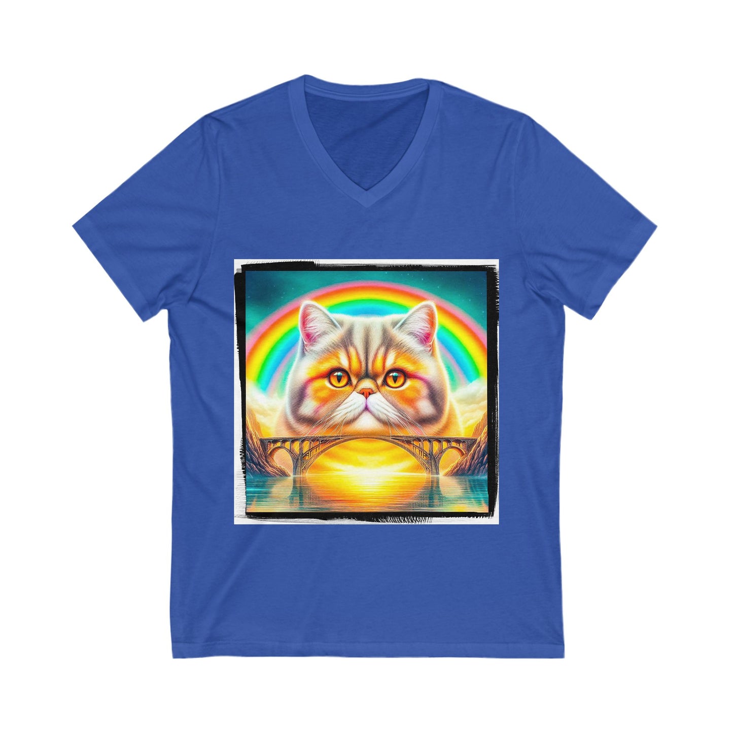 Exotic Shorthair rainbow bridge Short Sleeve V-Neck Tee