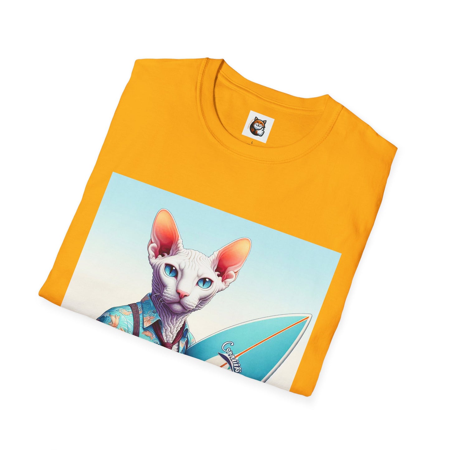Cornish Rex Cat beach surfer T-Shirt