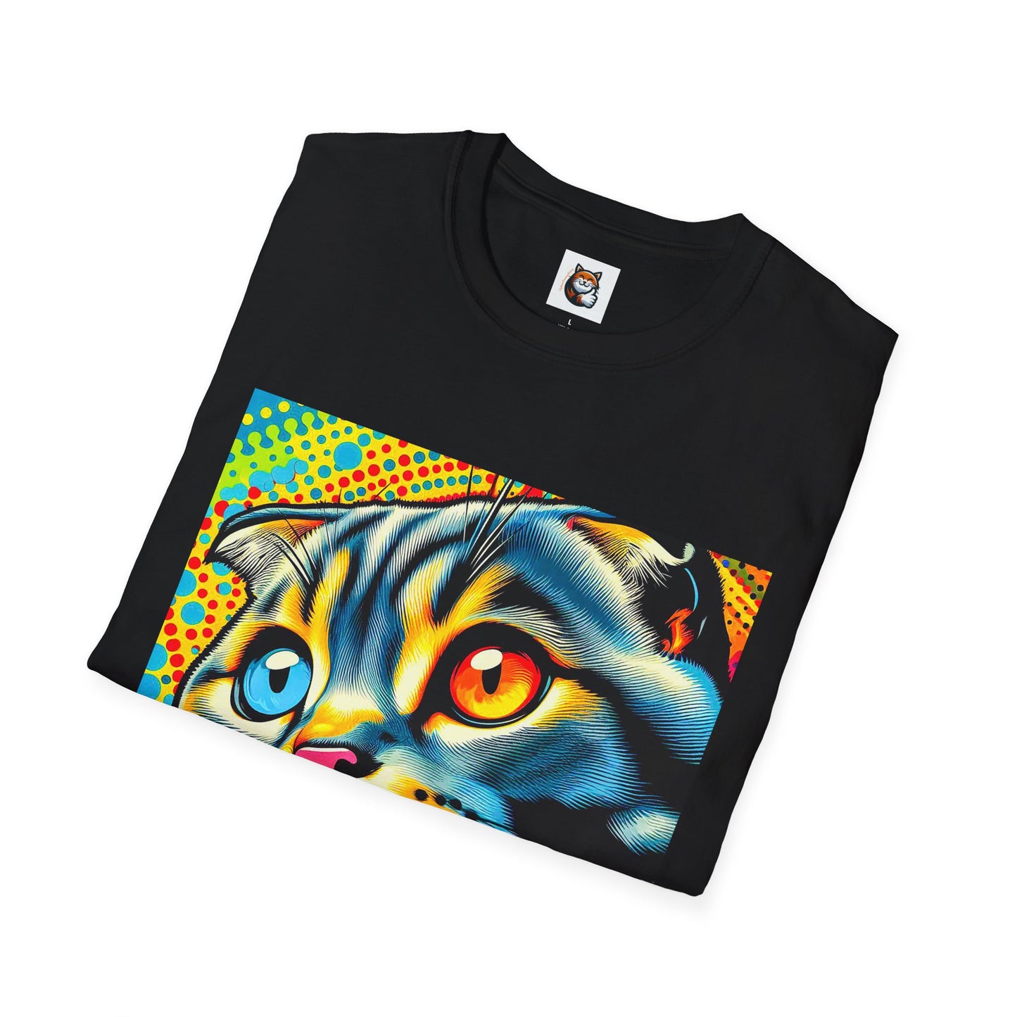 Scottish Fold Cat yellow comic book shirt