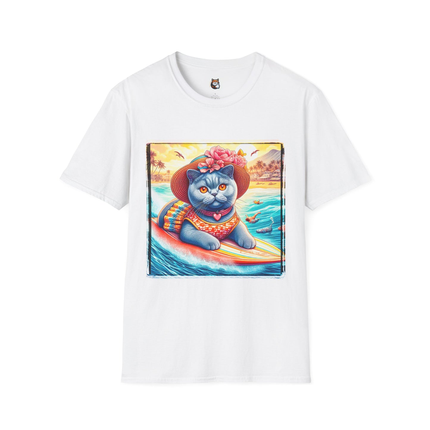 British Shorthair pretty surfer girl Softstyle T-Shirt