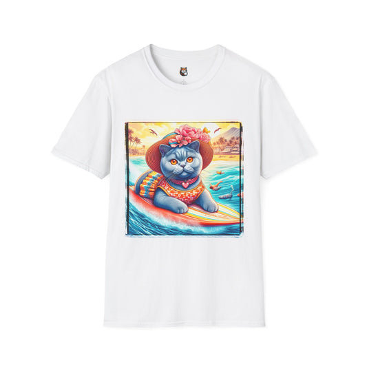 British Shorthair pretty surfer girl Softstyle T-Shirt