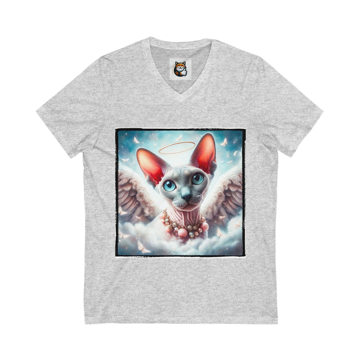 Cornish Rex Cat Unisex Jersey Short Sleeve V-Neck Tee