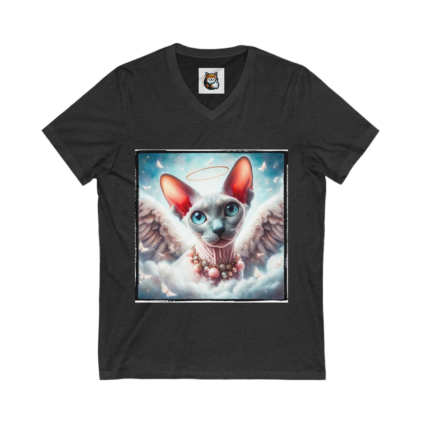 Cornish Rex Cat Unisex Jersey Short Sleeve V-Neck Tee