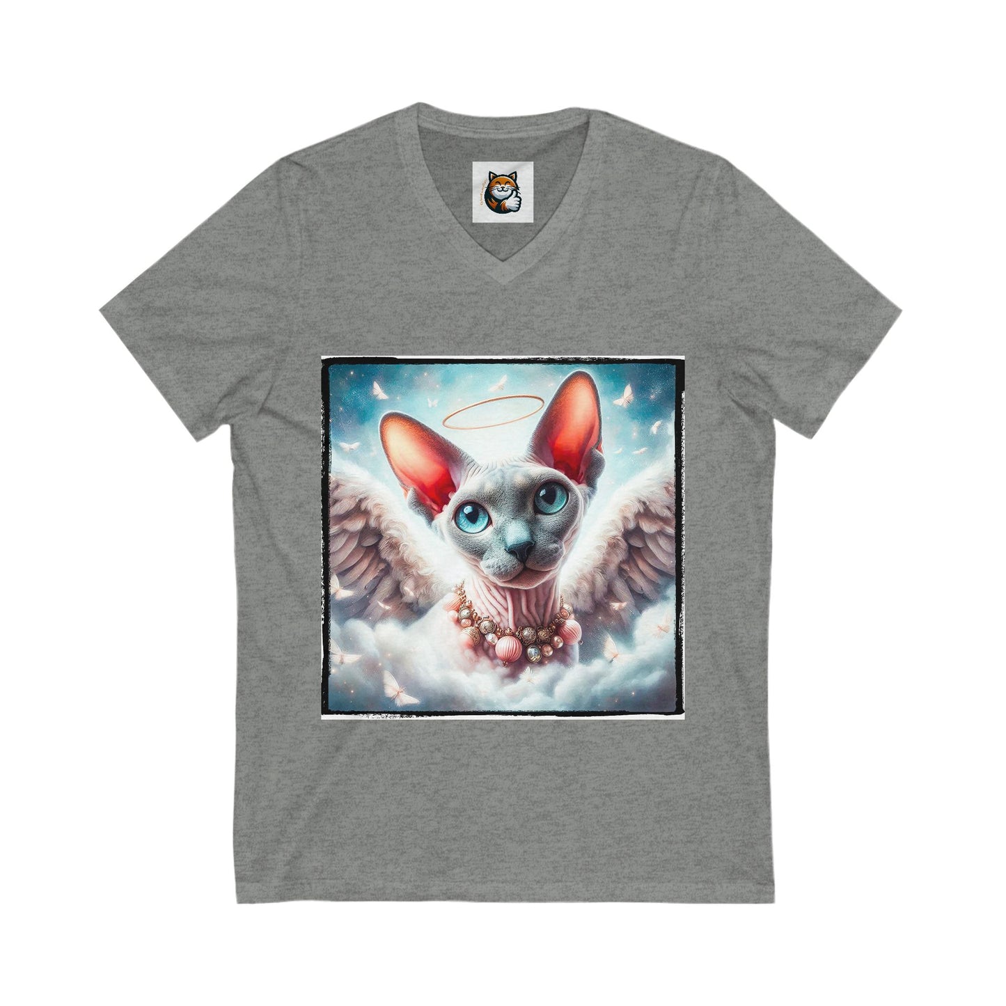 Cornish Rex Cat Unisex Jersey Short Sleeve V-Neck Tee
