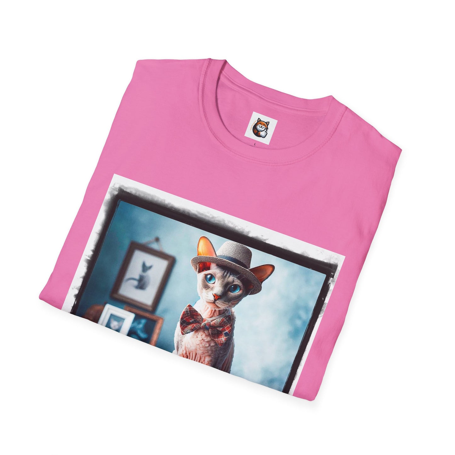 Cornish Rex Cat hat and bow tie Softstyle T-Shirt