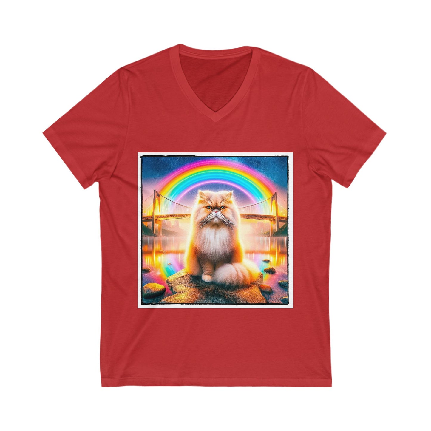 Persian Cat Unisex Jersey Short Sleeve V-Neck Tee