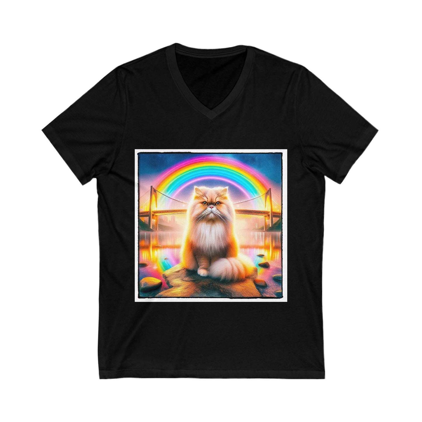 Persian Cat Unisex Jersey Short Sleeve V-Neck Tee