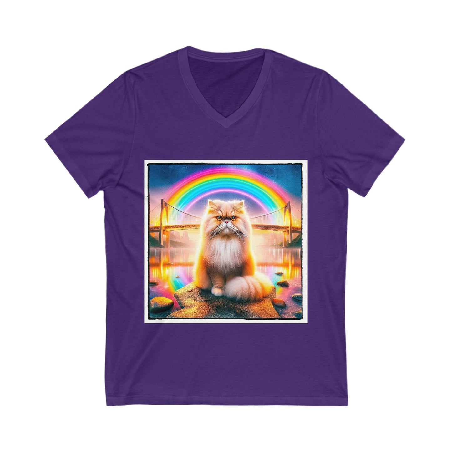Persian Cat Unisex Jersey Short Sleeve V-Neck Tee