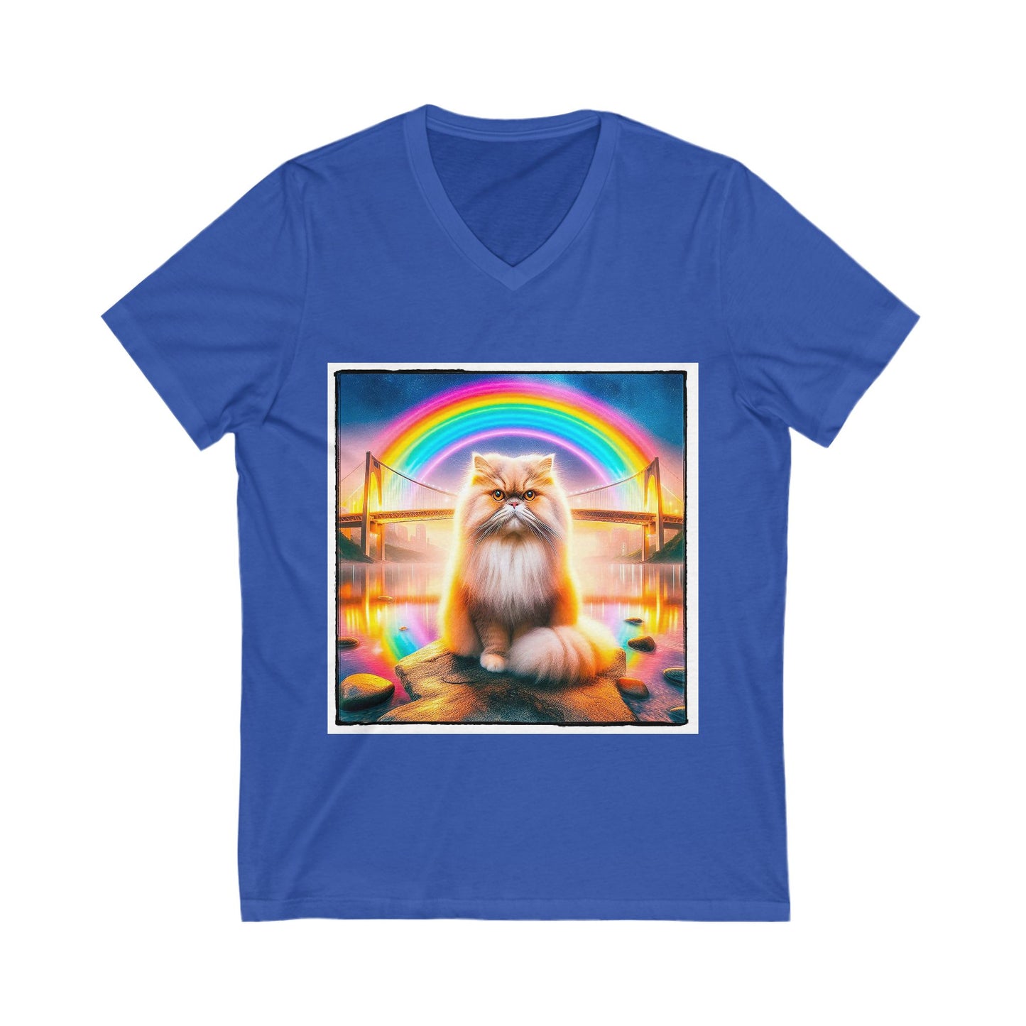 Persian Cat Unisex Jersey Short Sleeve V-Neck Tee