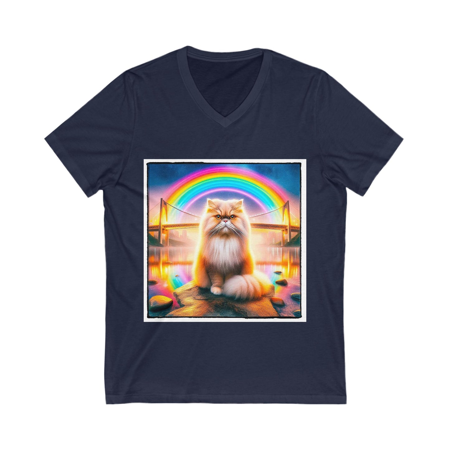 Persian Cat Unisex Jersey Short Sleeve V-Neck Tee