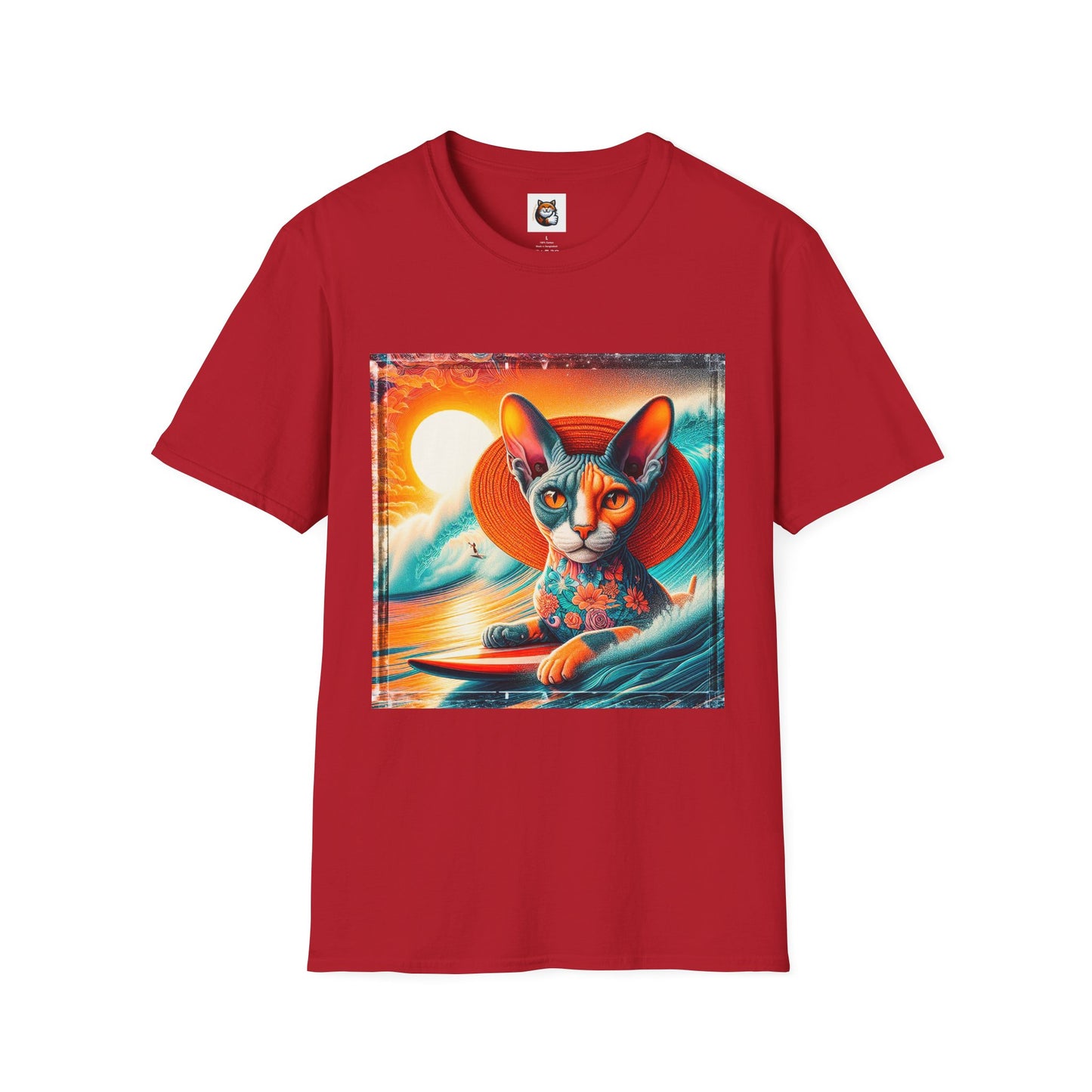 Devon Rex Cat hawaiian surfer Softstyle T-Shirt