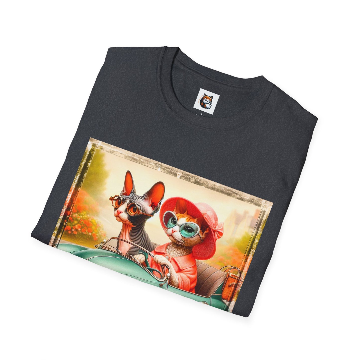 Wacky Cornish Rex Cat friends driving  T-Shirt