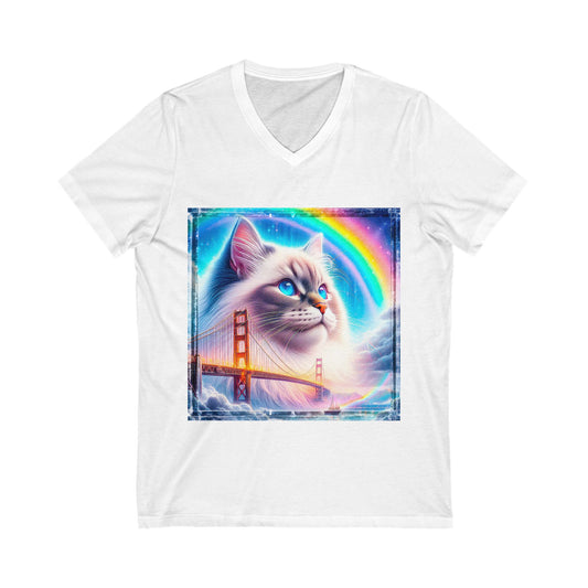 Birman rainbow Jersey Short Sleeve V-Neck Tee