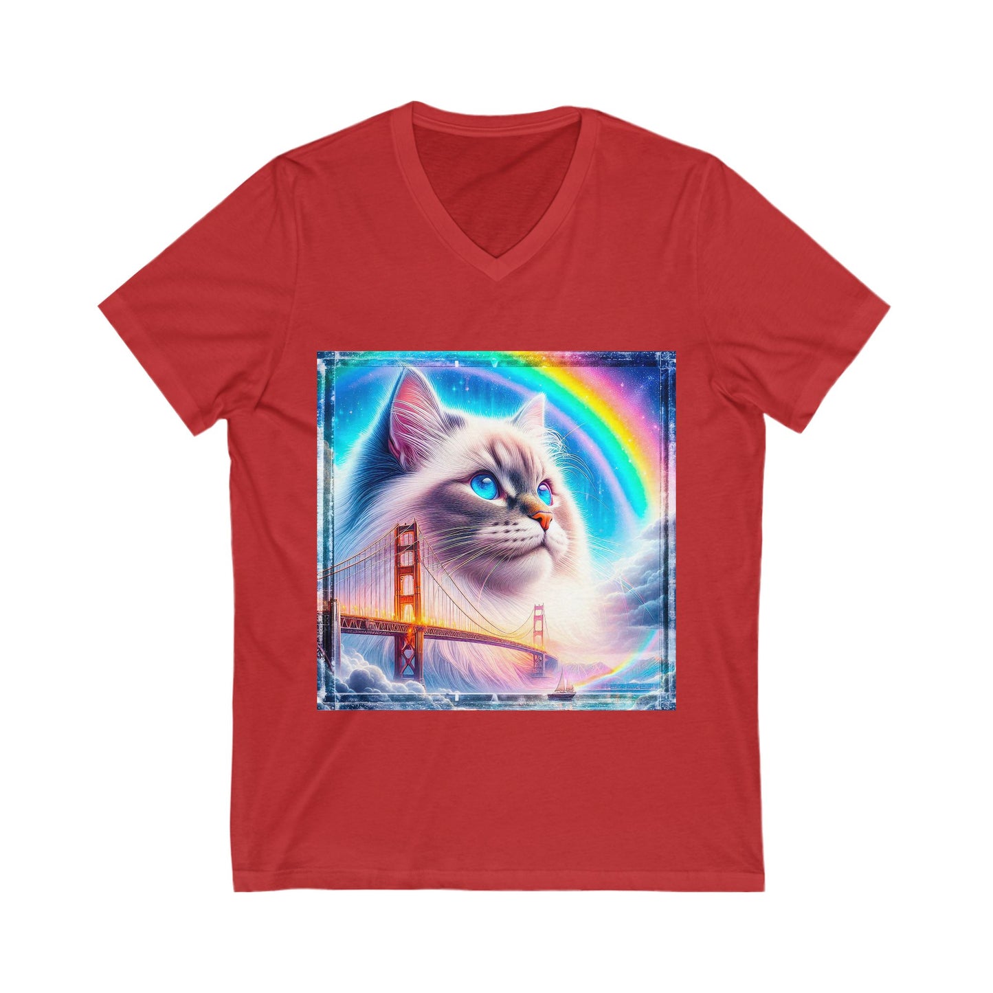 Birman rainbow Jersey Short Sleeve V-Neck Tee
