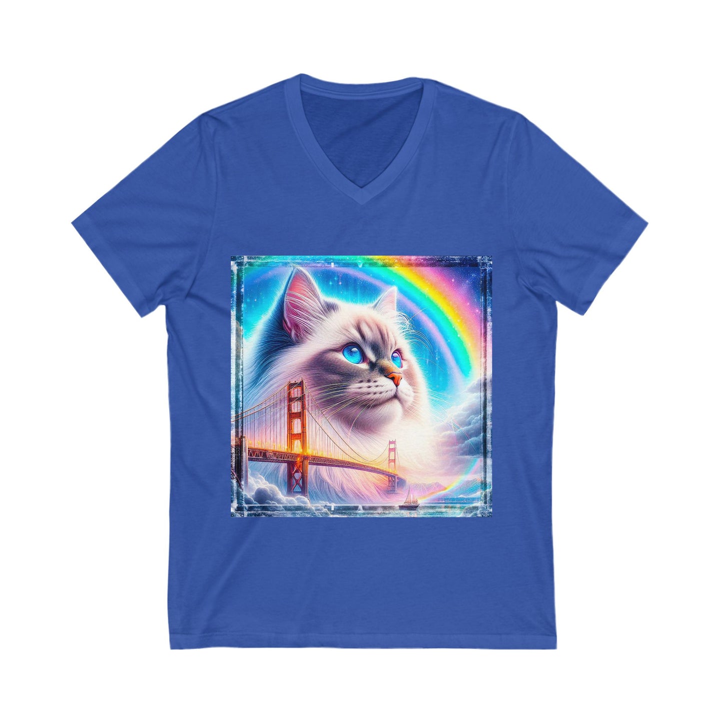 Birman rainbow Jersey Short Sleeve V-Neck Tee
