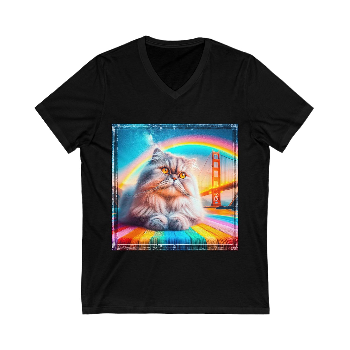 Persian Cat Unisex Jersey Short Sleeve V-Neck Tee