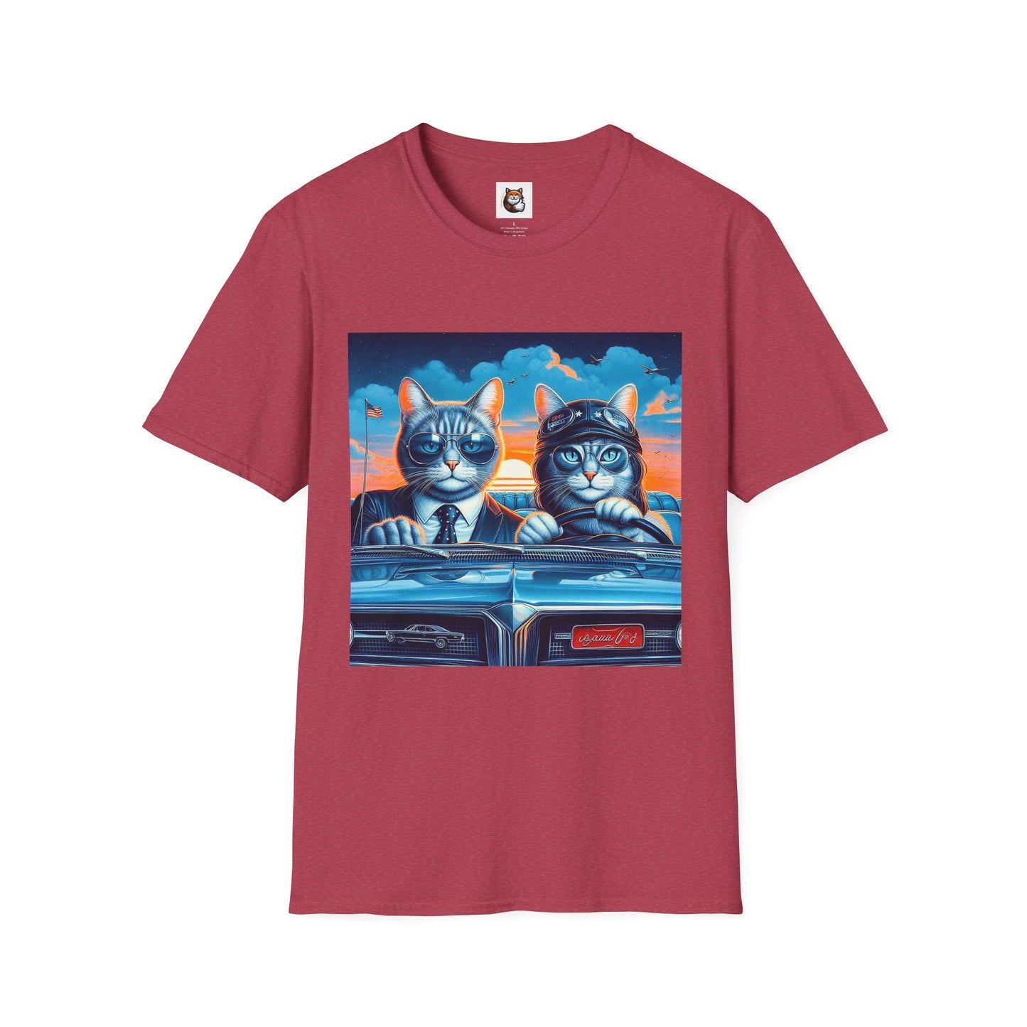 Wacky Russian Blue Cat cute couple driving  T-Shirt