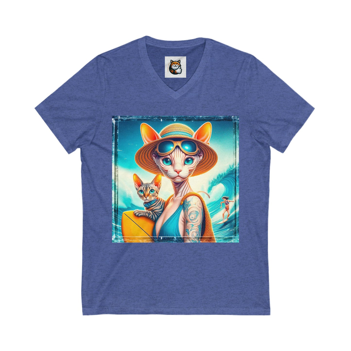 Devon Rex Cat Unisex Jersey Short Sleeve V-Neck Tee