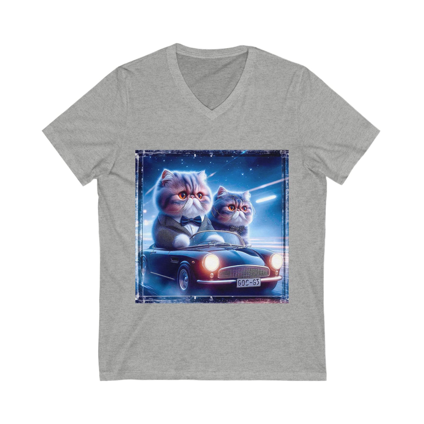 Wacky Exotic Shorthair Cat Unisex Jersey Short Sleeve V-Neck Tee