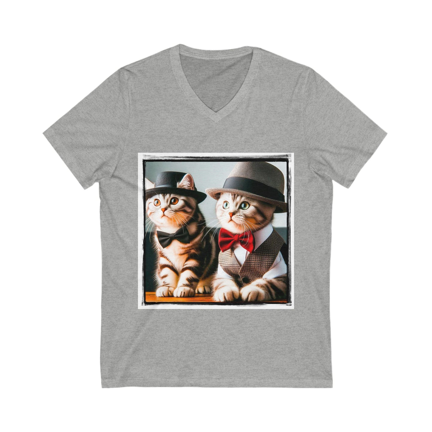 American Shorthair cuties and bow ties Jersey Short Sleeve V-Neck Tee
