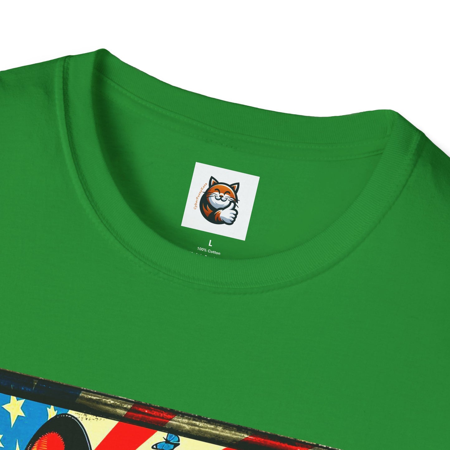 Devon Rex Cat American flag  Softstyle T-Shirt