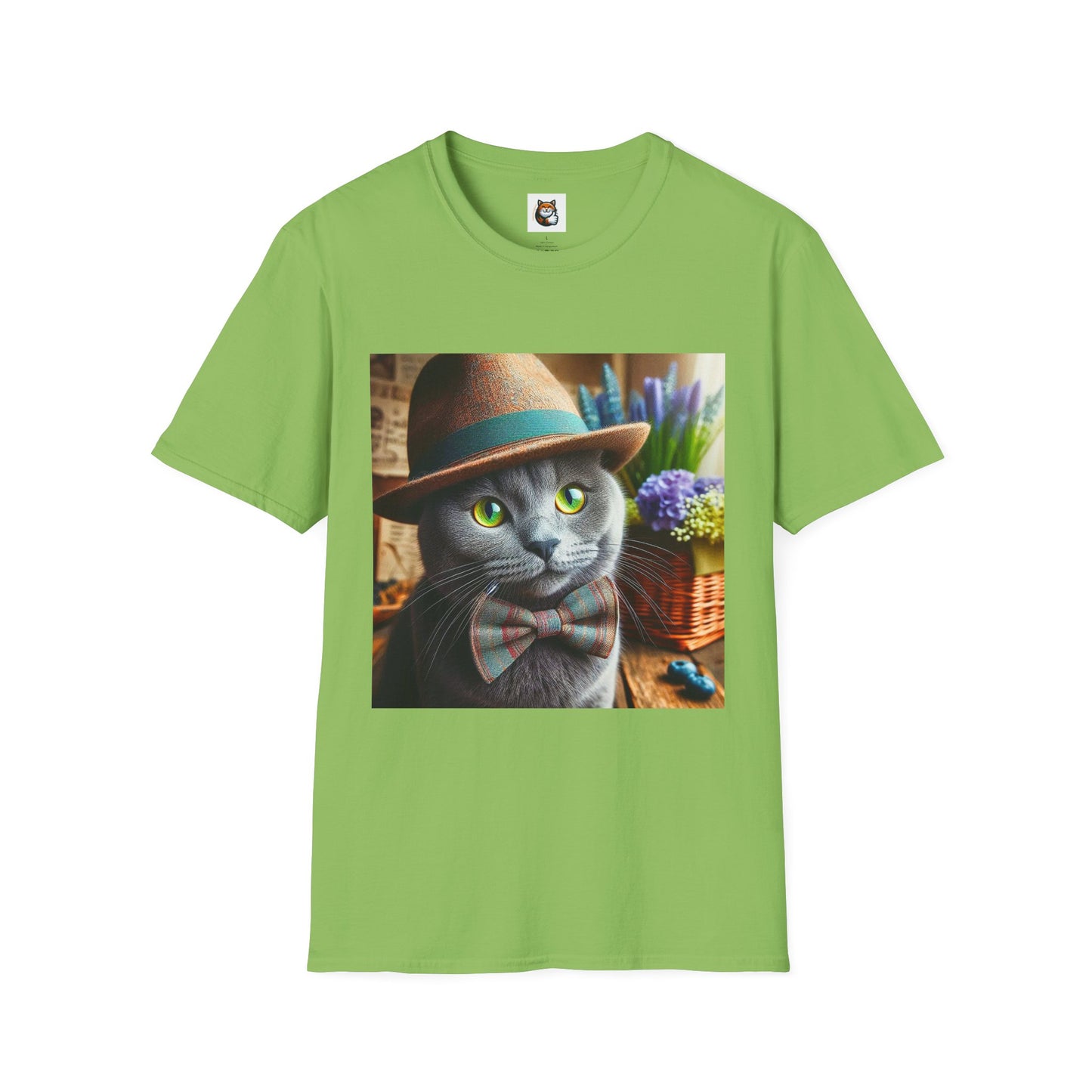 Russian Blue Cat hat and bow tie T-Shirt