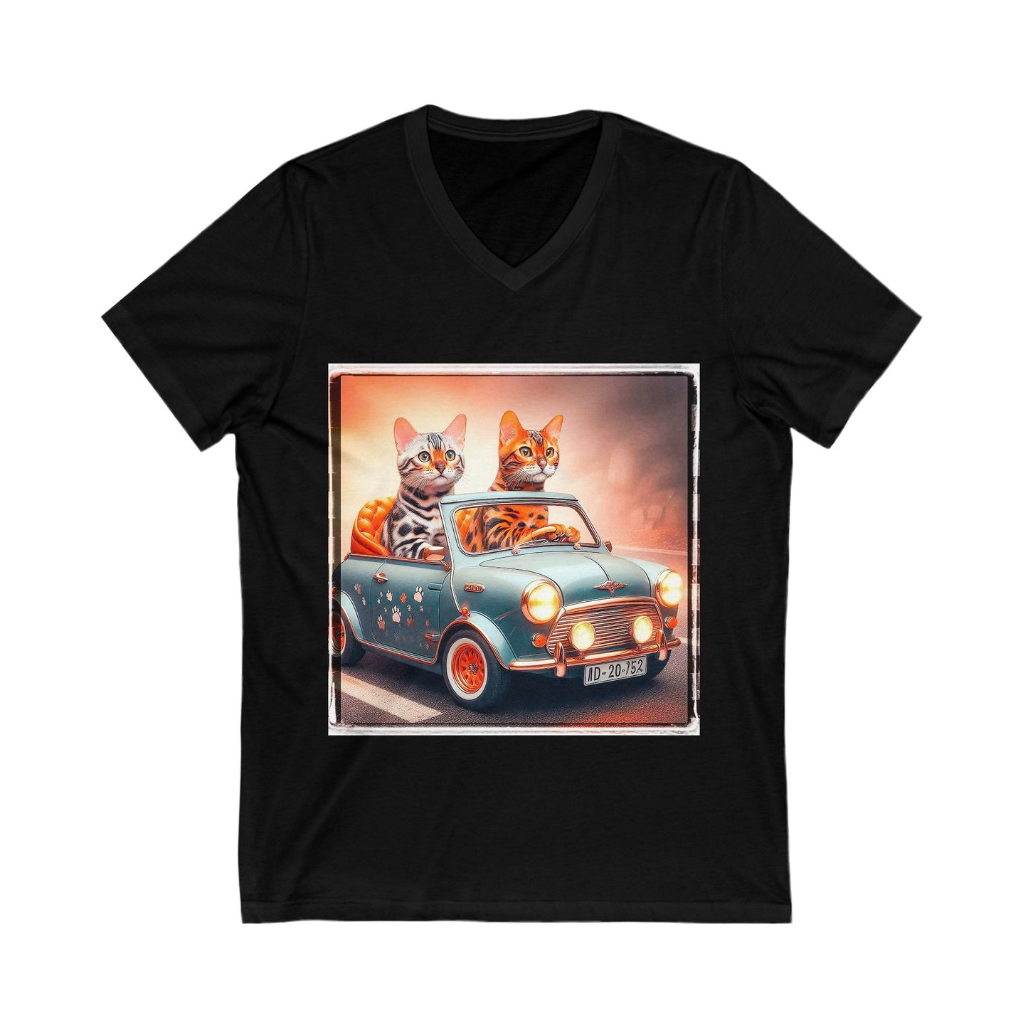Wacky Bengal  couple driving Sleeve V-Neck Tee
