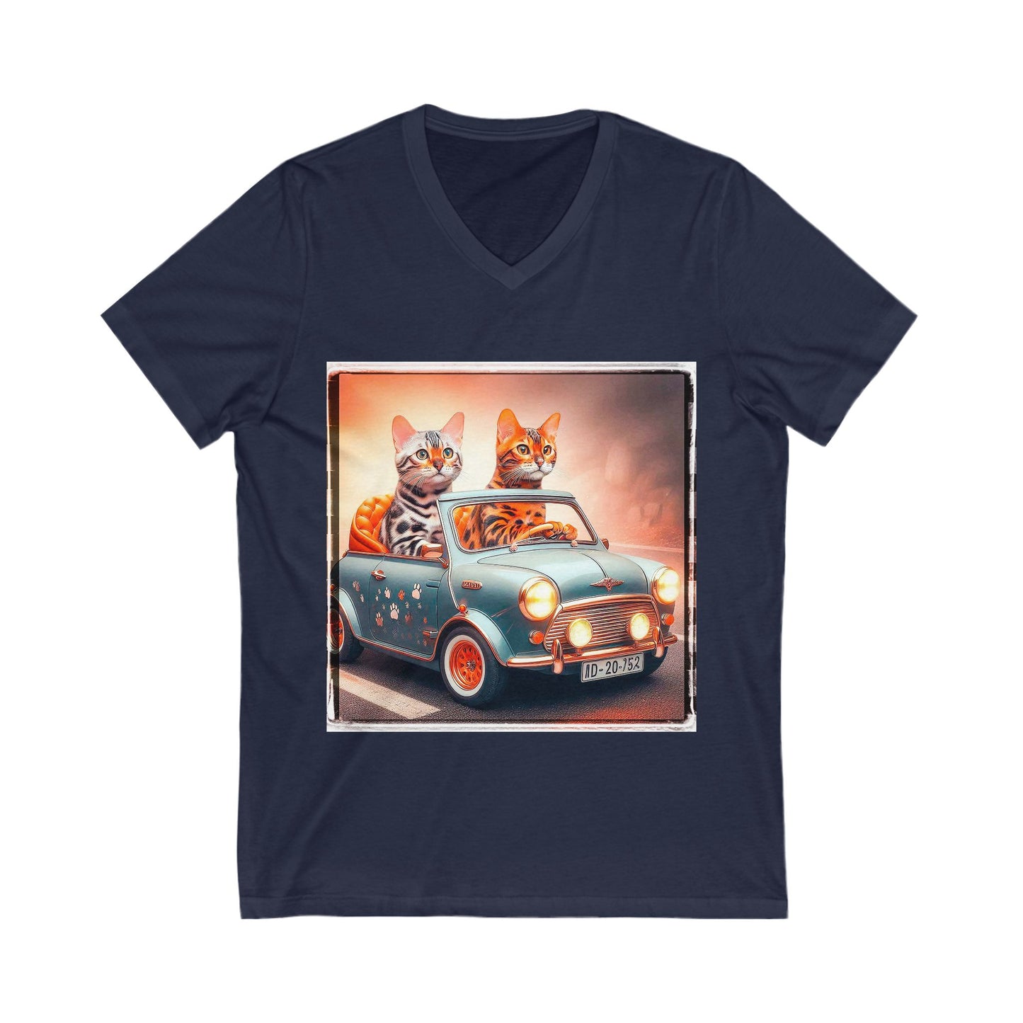 Wacky Bengal  couple driving Sleeve V-Neck Tee