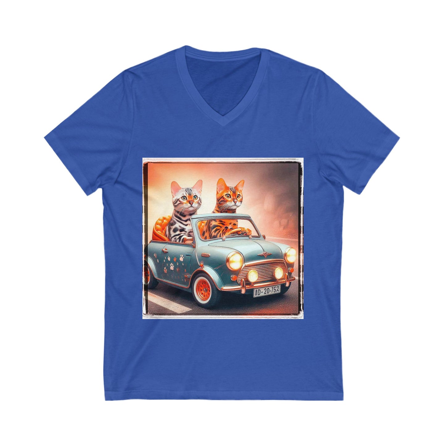 Wacky Bengal  couple driving Sleeve V-Neck Tee
