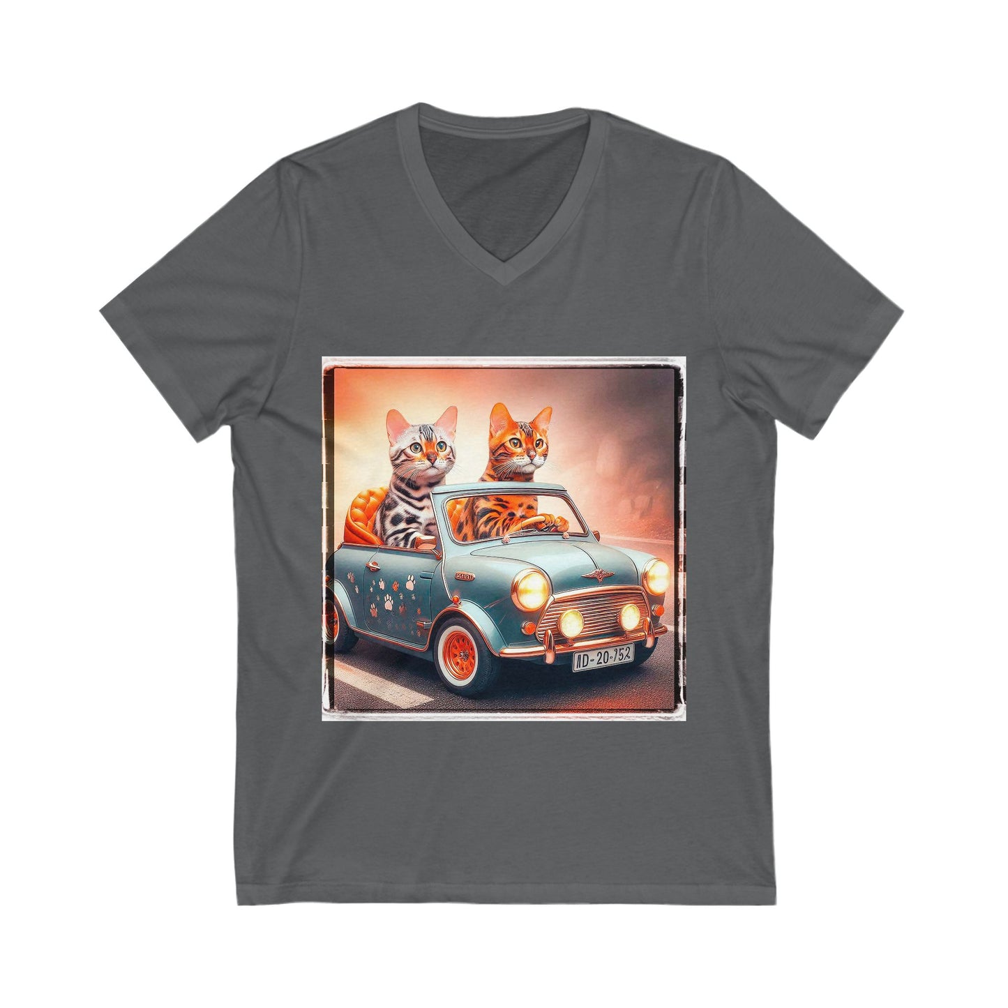 Wacky Bengal  couple driving Sleeve V-Neck Tee