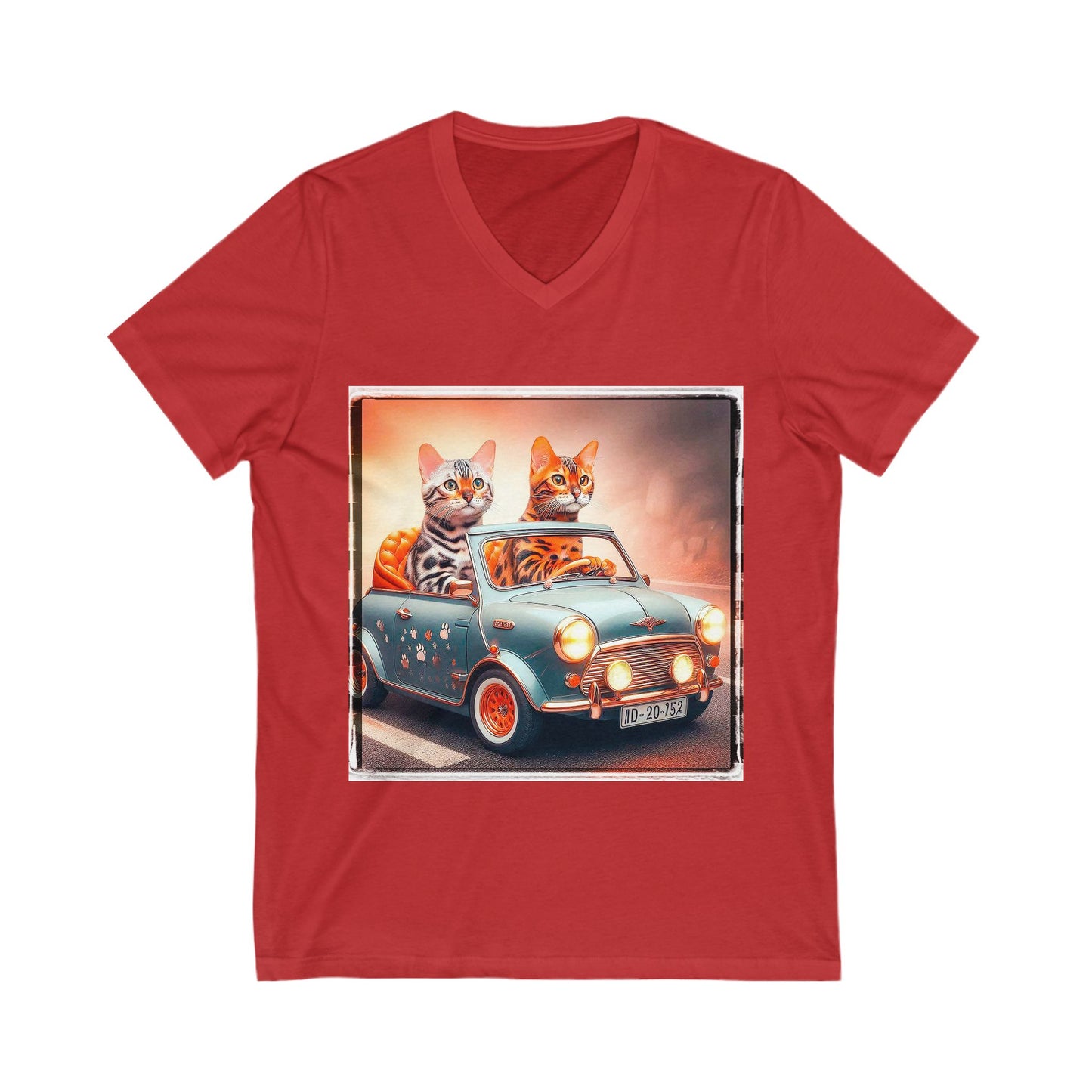 Wacky Bengal  couple driving Sleeve V-Neck Tee