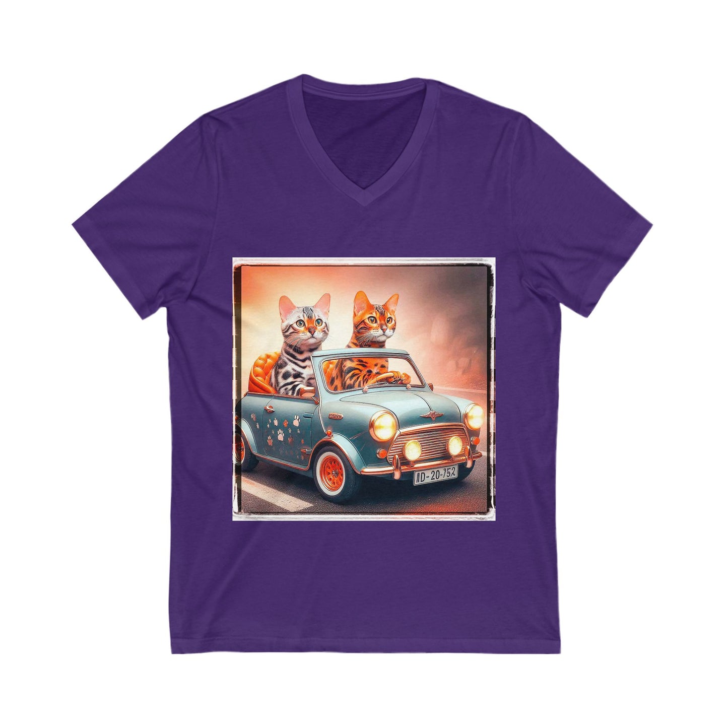 Wacky Bengal  couple driving Sleeve V-Neck Tee