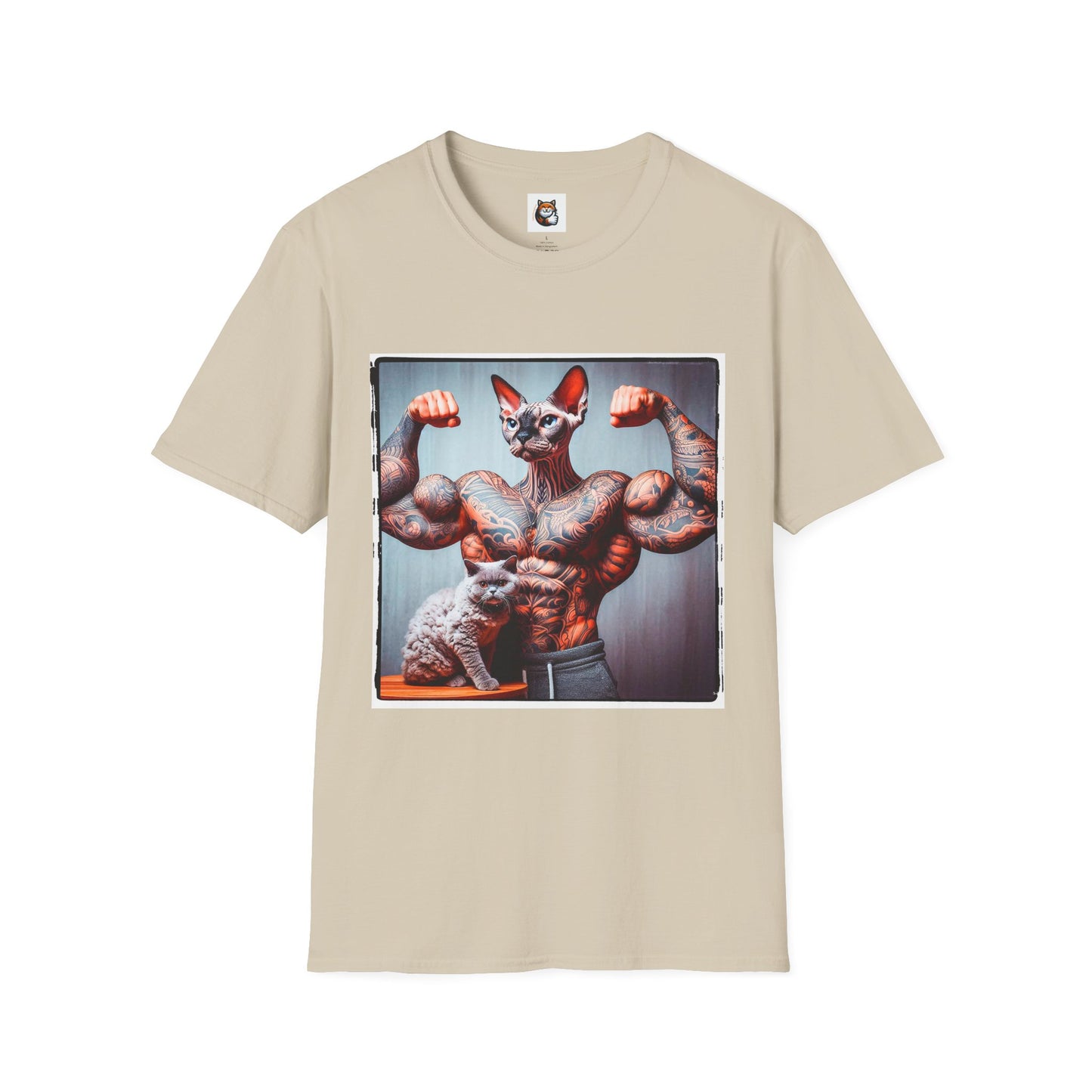 Devon Rex Cat muscles man  Softstyle T-Shirt