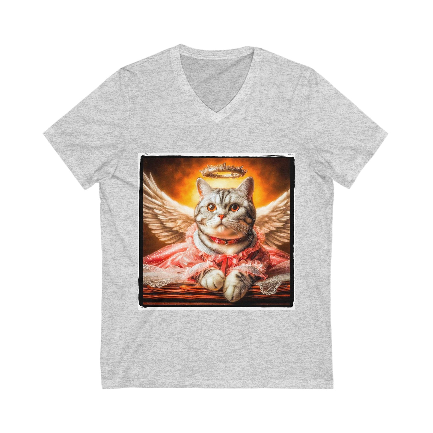 American Shorthair heavenly Angel  Jersey Short Sleeve V-Neck Tee