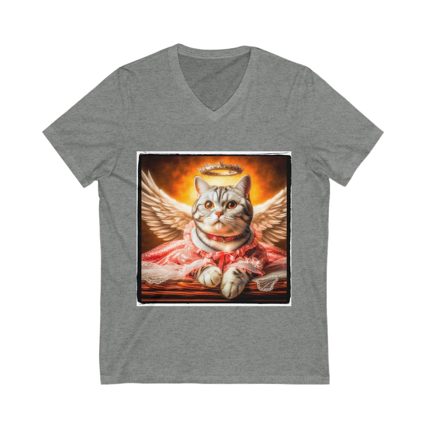 American Shorthair heavenly Angel  Jersey Short Sleeve V-Neck Tee