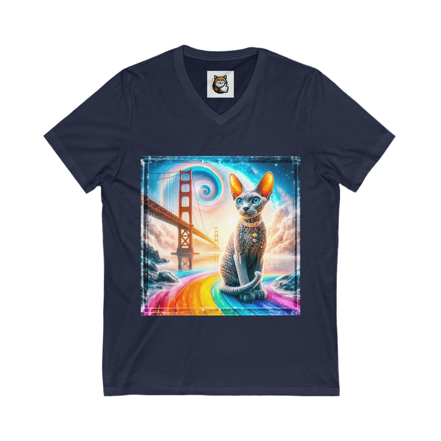 Devon Rex Cat Unisex Jersey Short Sleeve V-Neck Tee