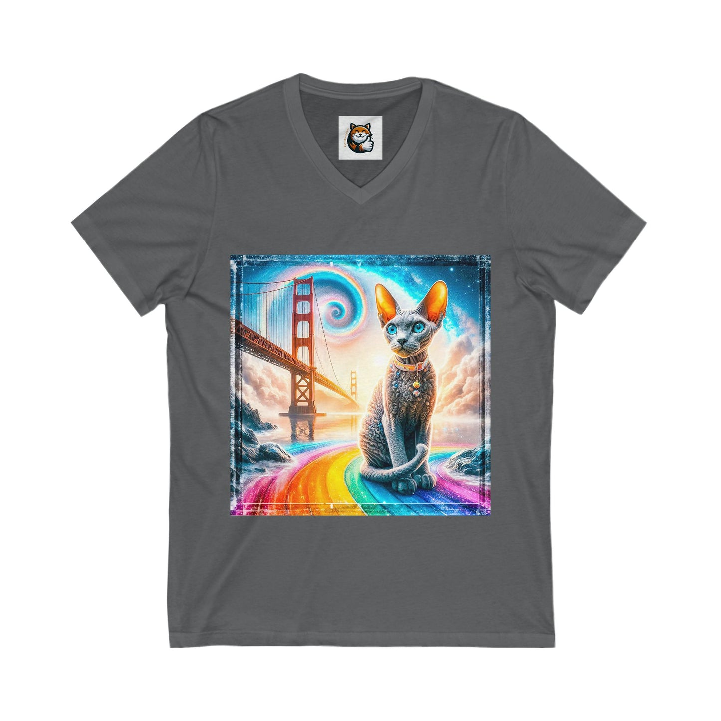 Devon Rex Cat Unisex Jersey Short Sleeve V-Neck Tee