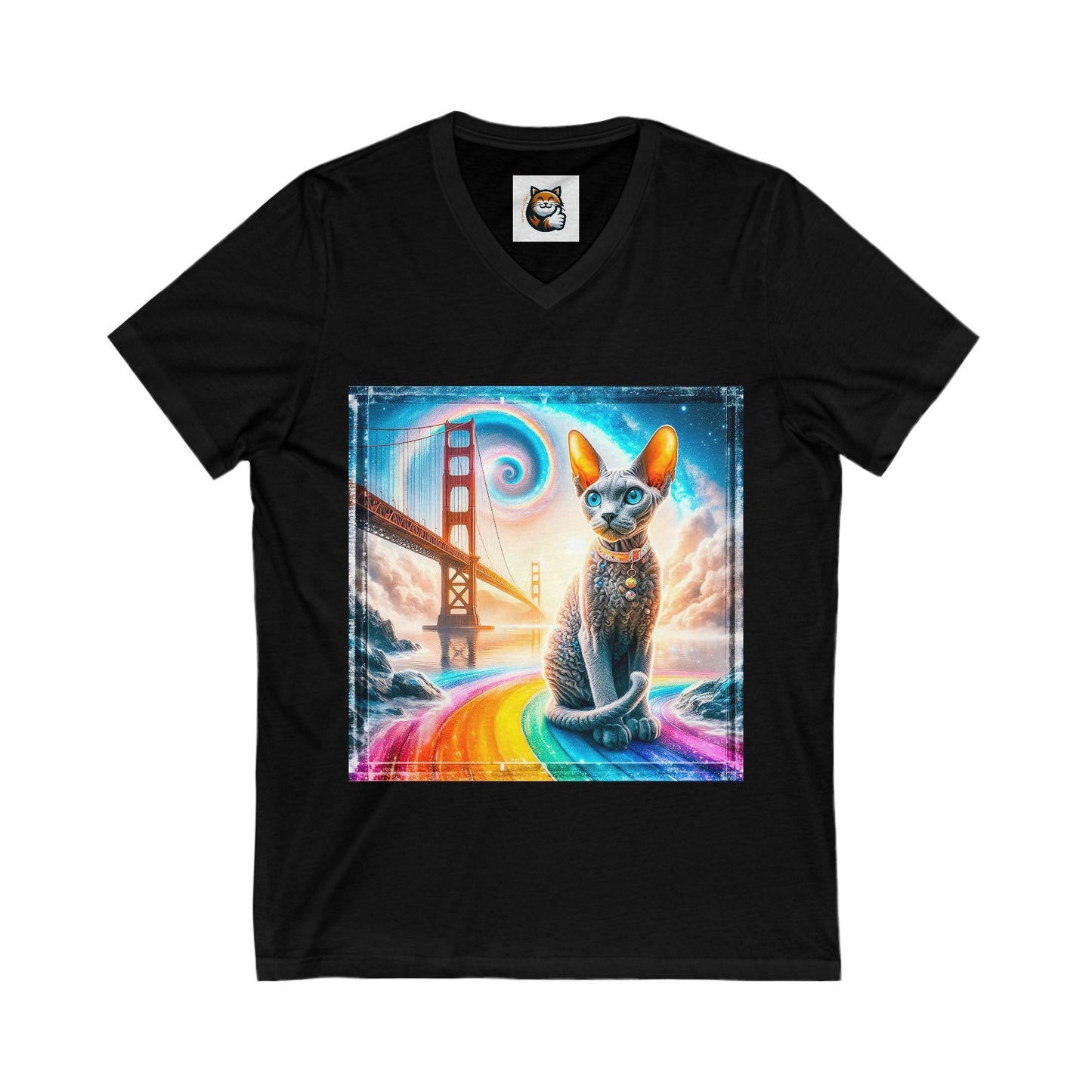 Devon Rex Cat Unisex Jersey Short Sleeve V-Neck Tee