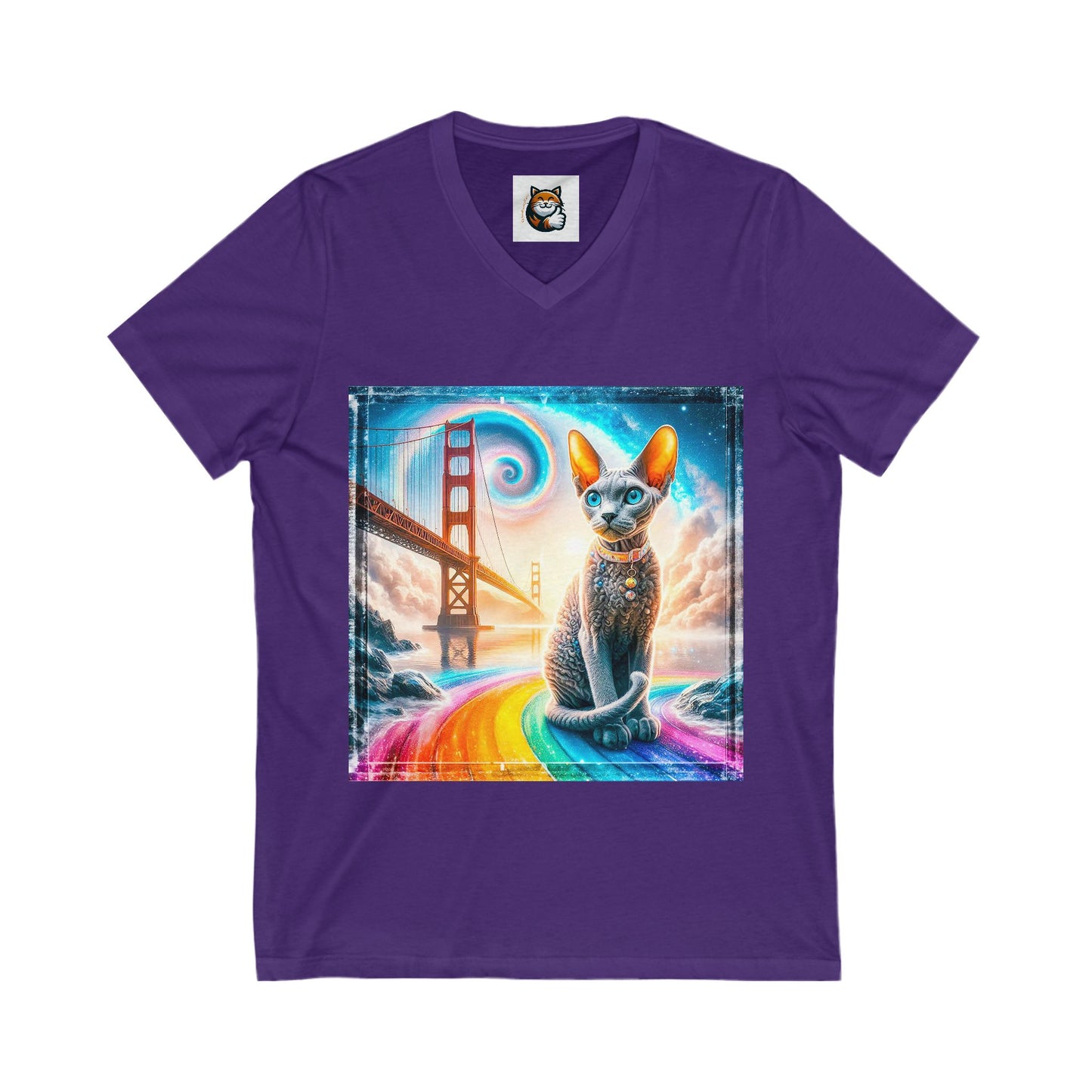 Devon Rex Cat Unisex Jersey Short Sleeve V-Neck Tee