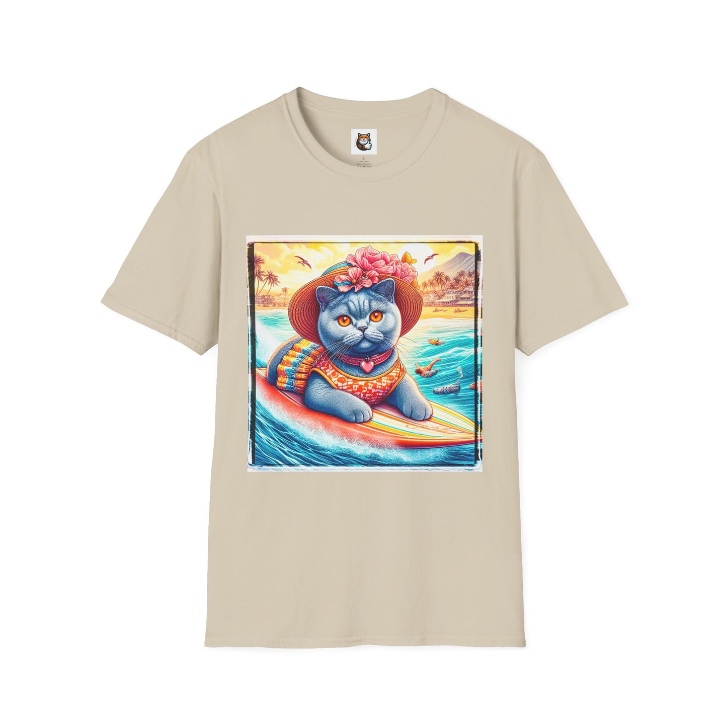 British Shorthair pretty surfer girl Softstyle T-Shirt