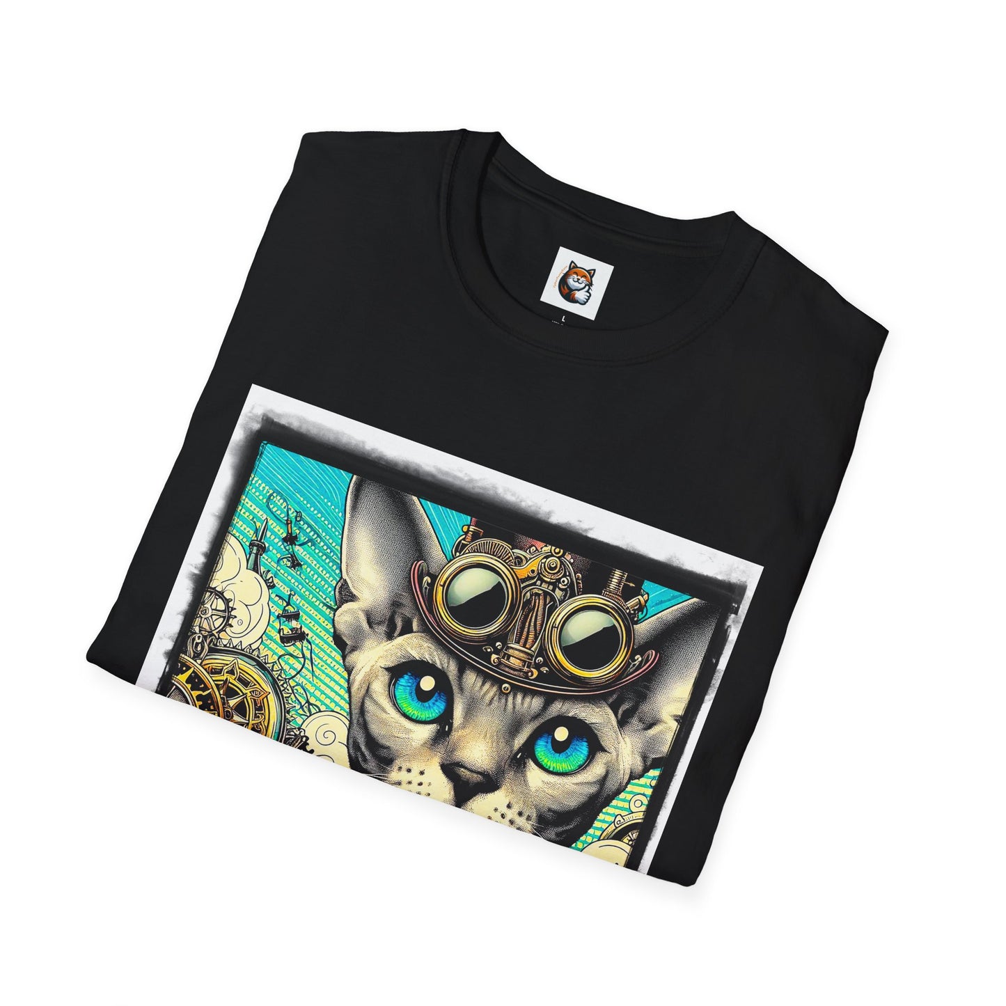 Devon Rex Cat steam punk Softstyle T-Shirt