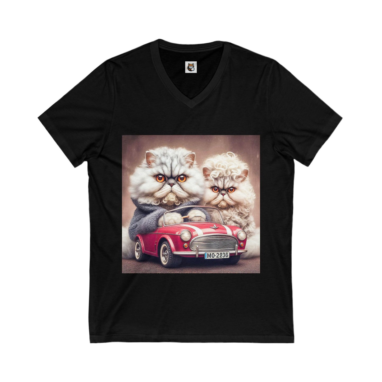 Selkirk Rex V-Neck angry couple